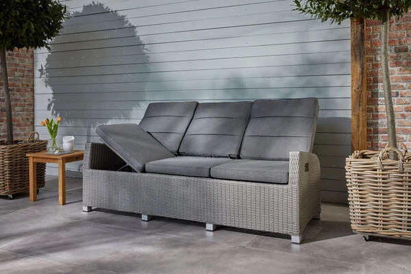 Ploß Vigo Comfort 3-Sitzer Speise-/Lounge-Sofa, Stahlgrau-meliert, Polyrattan, 210x84x110cm, Verstellbar – Bild 4