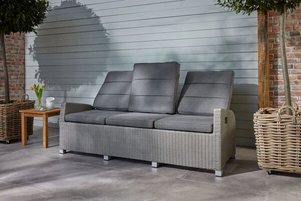 Ploß Vigo Comfort 3-Sitzer Speise-/Lounge-Sofa, Stahlgrau-meliert, Polyrattan, 210x84x110cm, Verstellbar – Bild 7