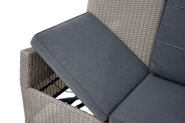 Ploß Vigo Comfort 3-Sitzer Speise-/Lounge-Sofa, Stahlgrau-meliert, Polyrattan, 210x84x110cm, Verstellbar – Bild 8