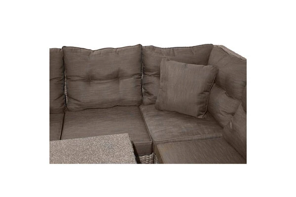 Ploß Rabida Dining-Lounge, Champagner-meliert, Polyrattan, 7 Tlg., 5-6 Pers., 146x85cm, Inkl. Polster – Bild 6