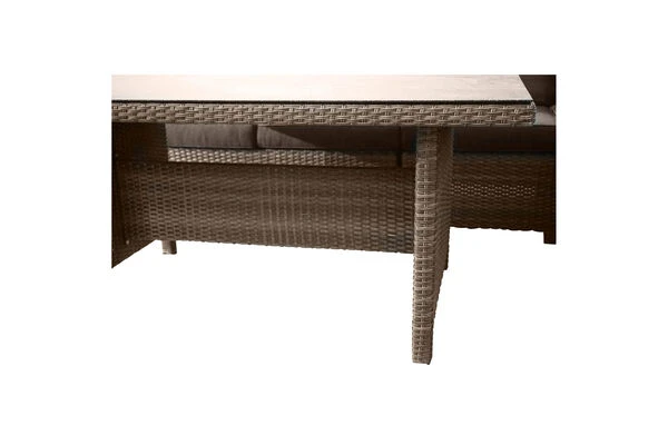 Ploß Rabida Dining-Lounge, Champagner-meliert, Polyrattan, 7 Tlg., 5-6 Pers., 146x85cm, Inkl. Polster – Bild 9
