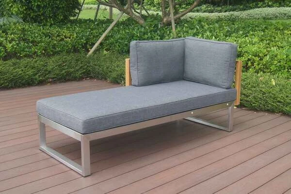 OUTFLEXX Ecklounge, Natur/grau, Edelstahl/Teak/Keramik, 5 Personen, Inklusive Sessel Und Multifunktionstisch 100 X 70 Cm, Lehne Links – Bild 12