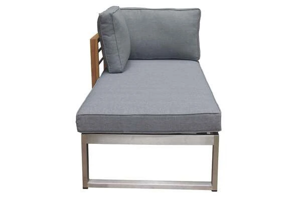 OUTFLEXX Ecklounge, Natur/grau, Edelstahl/Teak/Keramik, 5 Personen, Inklusive Sessel Und Multifunktionstisch 100 X 70 Cm, Lehne Links – Bild 20