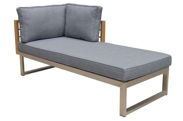 OUTFLEXX Ecklounge, Natur/grau, Edelstahl/Teak/Keramik, 5 Personen, Inklusive Sessel Und Multifunktionstisch 100 X 70 Cm, Lehne Links – Bild 17