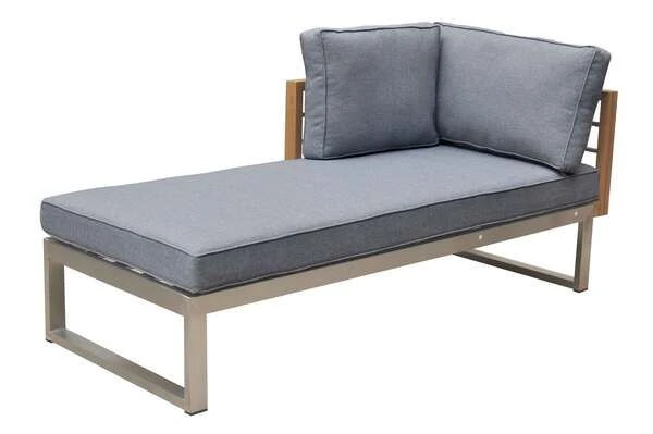 OUTFLEXX Ecklounge, Natur/grau, Edelstahl/Teak/Keramik, 5 Personen, Inklusive Sessel Und Multifunktionstisch 100 X 70 Cm, Lehne Links – Bild 3