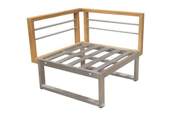 OUTFLEXX Eckelement, Natur / Grau, FSC-Teak / Edelstahl / Olefin, 74x74x64 Cm – Bild 4