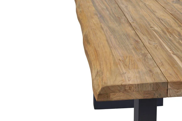 OUTFLEXX Trui Esstisch, Natur/anthrazit, Alu/recycled FSC-Teak, 200 X 100 Cm, U-Gestell – Bild 4