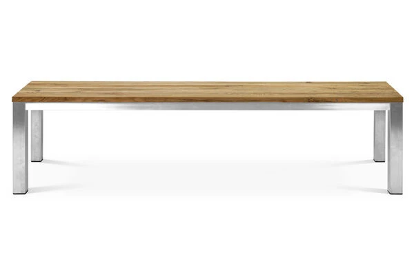 OUTFLEXX Classic Bank, Silber/natur, Edelstahl/recycled FSC-Teak, 200 X 40 X 45 Cm – Bild 2