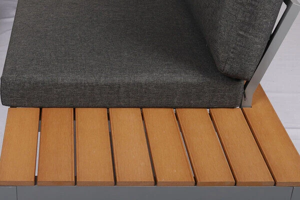 VILLANA Ecklounge, Silber/dunkelgrau, Alu/Holzimitat, 5 Personen, Inkl. Loungetisch, Seitenablagen Aus Holzimitat – Bild 8