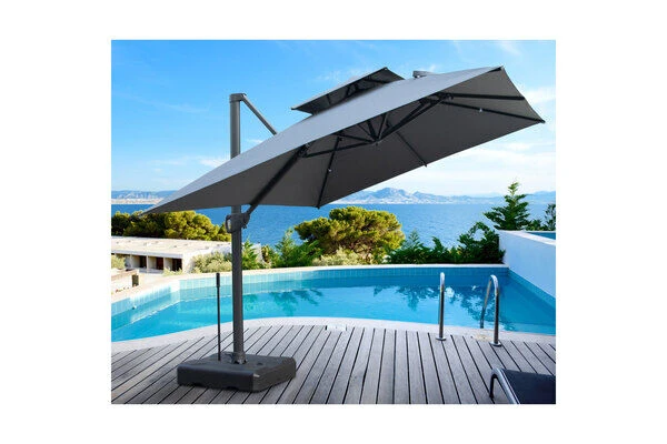 OUTFLEXX Ampelschirm, Anthrazit, Aluminium/Polyester, 300x300cm, Quadratisch – Bild 2