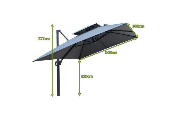 OUTFLEXX Ampelschirm, Anthrazit, Aluminium/Polyester, 300x300cm, Quadratisch – Bild 5