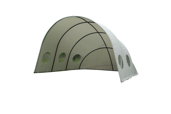 LECO Pavillon Muschel , Grau, Stahl/Polyester, 400 X500 X 282 Cm