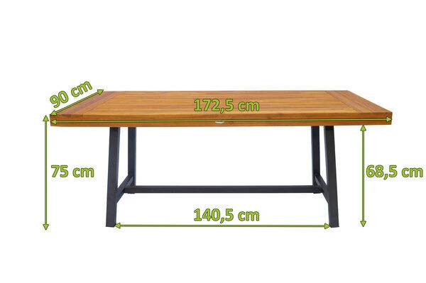 OUTFLEXX Esstisch, Natur/schwarz, Akazie, 172,5 X 90 Cm – Bild 5