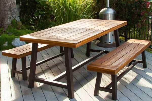 OUTFLEXX Esstisch, Natur/schwarz, Akazie, 172,5 X 90 Cm – Bild 7