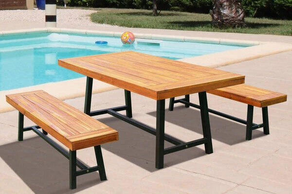 OUTFLEXX Esstisch, Natur/schwarz, Akazie, 172,5 X 90 Cm – Bild 8