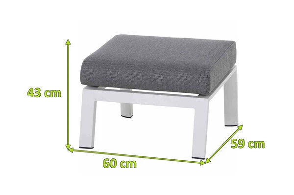 SIENA GARDEN Valencia Loungehocker, Matt Weiß-grau/stone Grey, Alu/Ranotex®-Gewebe, 59x60x43 Cm – Bild 5