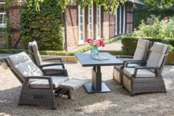 SIENA GARDEN Corido/Bellani Grau Loungeset, Charcoal/anthrazit/grau, Alu/Gardino®-Geflecht, Lifttisch 140x85 Cm, 4 Relaxsessel