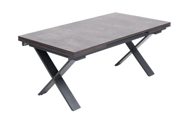 OUTFLEXX Esstischgarnitur, OUTFLEXX® Anthrazit Matt, Alu / HPL / Textil, Tisch 180/280x100cm, 10 Multipositionssessel – Bild 6