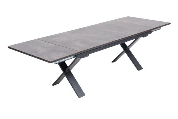 OUTFLEXX Esstischgarnitur, OUTFLEXX® Anthrazit Matt, Alu / HPL / Textil, Tisch 180/280x100cm, 10 Multipositionssessel – Bild 9