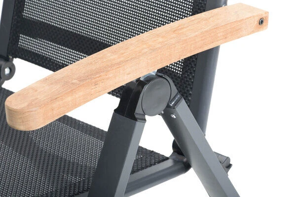 OUTFLEXX Premium Esstischgarnitur, OUTFLEXX® Anthrazit Matt, Alu / Glas / Teak, Tisch 180/240x100cm, 8 Multipositionssessel – Bild 16