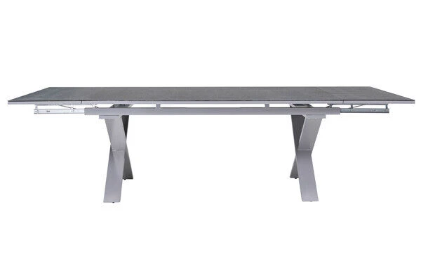 OUTFLEXX Esstischgarnitur, Silber, Alu / Keramik / Textil, Tisch 180/280x100cm, 10 Stapelsessel – Bild 12