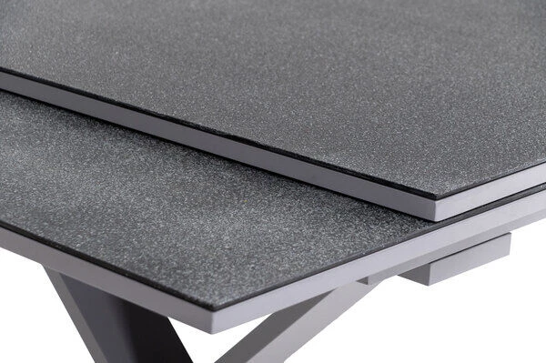 OUTFLEXX Esstischgarnitur, Silber, Alu / Keramik / Textil, Tisch 180/280x100cm, 10 Stapelsessel – Bild 9