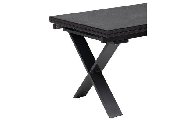 OUTFLEXX Esstischgarnitur, Anthrazit, Alu / Keramik / Textil, 180/280x100cm, 6 Multipositionssessel – Bild 11