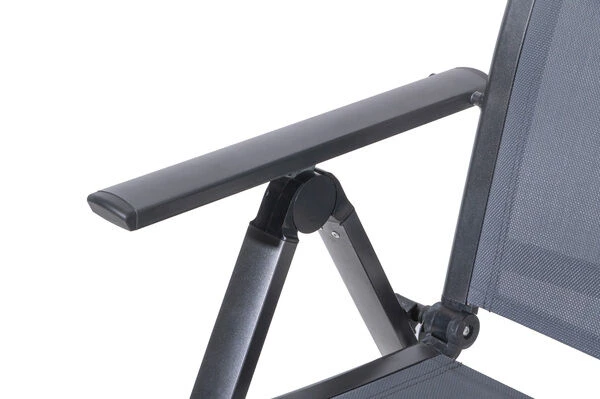 OUTFLEXX Esstischgarnitur, Anthrazit, Alu / Keramik / Textil, 180/280x100cm, 6 Multipositionssessel – Bild 13