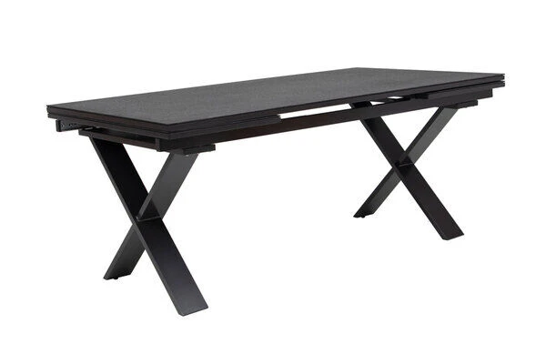 OUTFLEXX Esstischgarnitur, Anthrazit, Alu / Keramik / Textil, 180/280x100cm, 6 Multipositionssessel – Bild 9