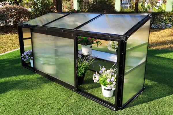 OUTFLEXX Gewächshaus, Schwarz, Alu/Polycarbonat, 186x61x86cm, Pulverbeschichtet