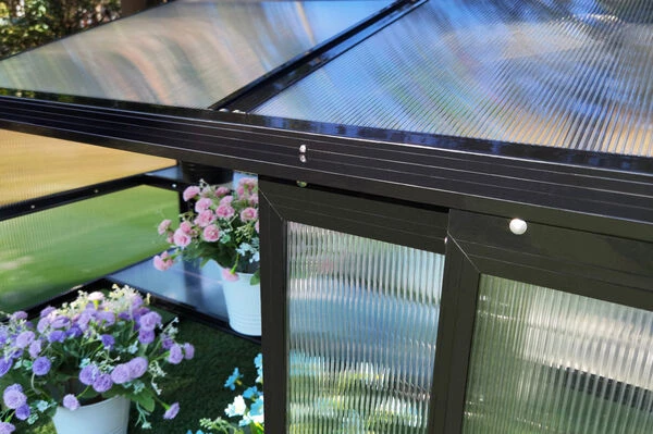 OUTFLEXX Gewächshaus, Schwarz, Alu/Polycarbonat, 186x61x86cm, Pulverbeschichtet – Bild 10