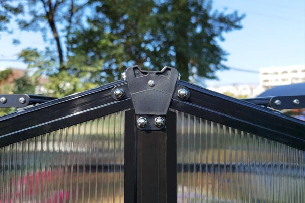 OUTFLEXX Gewächshaus, Schwarz, Alu/Polycarbonat, 111x61x175cm, Pulverbeschichtet – Bild 12