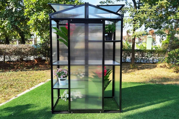 OUTFLEXX Gewächshaus, Schwarz, Alu/Polycarbonat, 111x61x175cm, Pulverbeschichtet – Bild 4