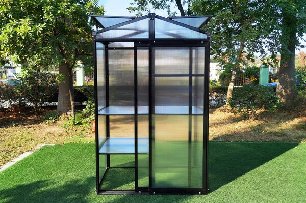 OUTFLEXX Gewächshaus, Schwarz, Alu/Polycarbonat, 111x61x175cm, Pulverbeschichtet – Bild 6