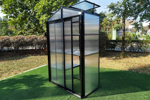 OUTFLEXX Gewächshaus, Schwarz, Alu/Polycarbonat, 111x61x175cm, Pulverbeschichtet – Bild 7