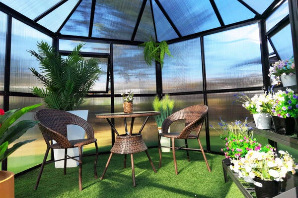 OUTFLEXX Gewächshaus, Schwarz, Alu/Polycarbonat, 309x355x272cm, Pulverbeschichtet – Bild 7