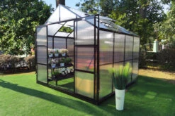 OUTFLEXX Gewächshaus, Schwarz, Alu/Polycarbonat, 250x250x228cm, Pulverbeschichtet