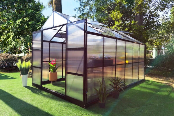 OUTFLEXX Gewächshaus, Schwarz, Alu/Polycarbonat, 372x250x228cm, Pulverbeschichtet