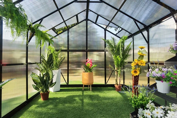 OUTFLEXX Gewächshaus, Schwarz, Alu/Polycarbonat, 372x250x228cm, Pulverbeschichtet – Bild 10