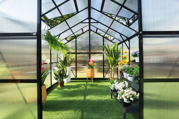 OUTFLEXX Gewächshaus, Schwarz, Alu/Polycarbonat, 372x250x228cm, Pulverbeschichtet – Bild 11