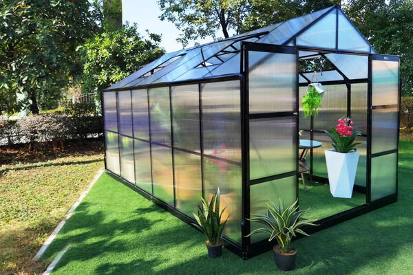 OUTFLEXX Gewächshaus, Schwarz, Alu/Polycarbonat, 372x250x228cm, Pulverbeschichtet – Bild 2