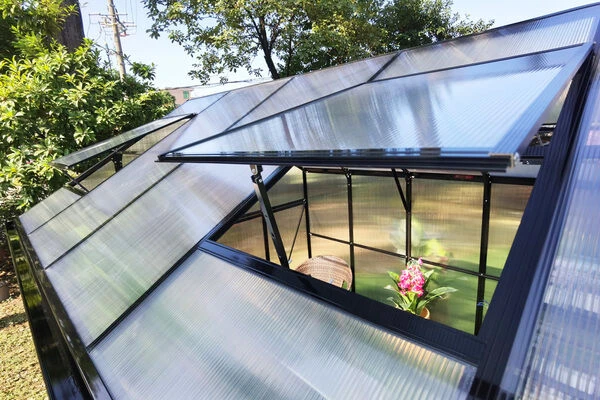 OUTFLEXX Gewächshaus, Schwarz, Alu/Polycarbonat, 433x250x228cm, Pulverbeschichtet – Bild 11