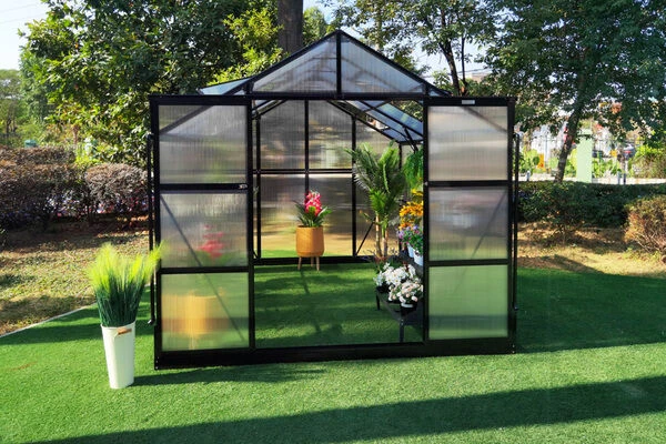 OUTFLEXX Gewächshaus, Schwarz, Alu/Polycarbonat, 433x250x228cm, Pulverbeschichtet – Bild 4