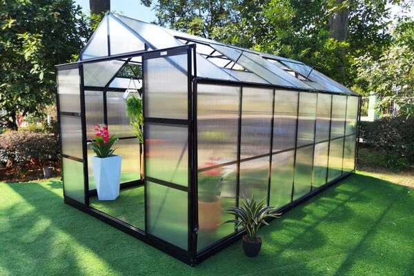 OUTFLEXX Gewächshaus, Schwarz, Alu/Polycarbonat, 433x250x228cm, Pulverbeschichtet – Bild 6