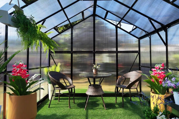 OUTFLEXX Gewächshaus, Schwarz, Alu/Polycarbonat, 433x250x228cm, Pulverbeschichtet – Bild 7