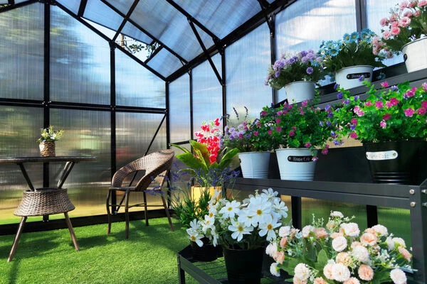 OUTFLEXX Gewächshaus, Schwarz, Alu/Polycarbonat, 433x250x228cm, Pulverbeschichtet – Bild 8