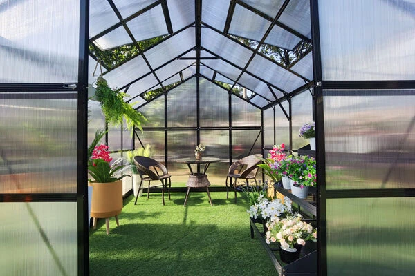 OUTFLEXX Gewächshaus, Schwarz, Alu/Polycarbonat, 433x250x228cm, Pulverbeschichtet – Bild 9