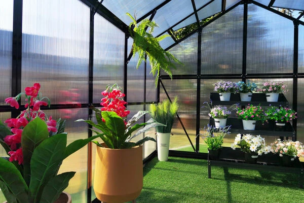 OUTFLEXX Gewächshaus, Schwarz, Alu/Polycarbonat, 494x250x228cm, Pulverbeschichtet – Bild 10