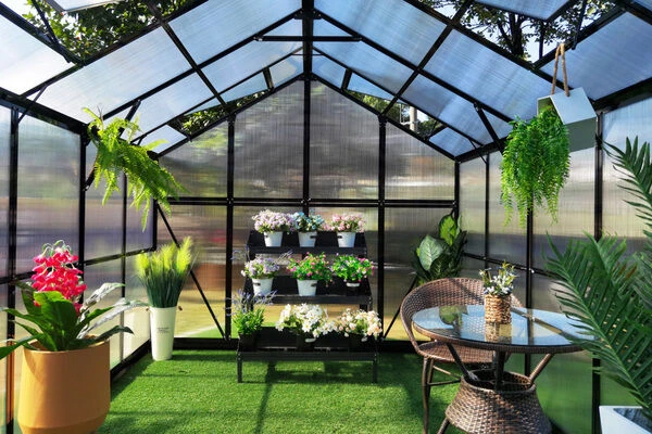 OUTFLEXX Gewächshaus, Schwarz, Alu/Polycarbonat, 494x250x228cm, Pulverbeschichtet – Bild 9