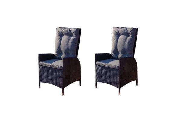 OUTFLEXX 2er Set Dining Sessel, Schwarz, Polyrattan, Je 55 X 65 X 112 Cm, Rücken Stufenlos Verstellbar